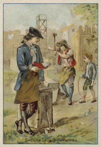 Michel-Jean Sedaine, dramaturgo y libretista francés, trabajando como peón de albañil durante su juventud de French School