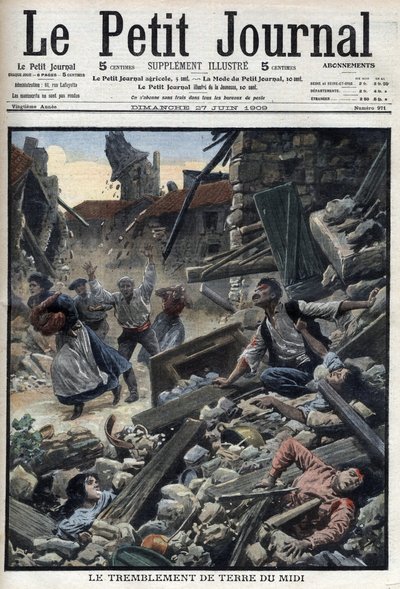 Terremoto en Midi en el sureste de Francia - "Le Petit Journal" del 27 de junio de French School