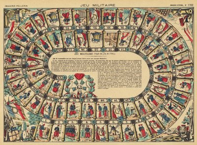 Juego de mesa militar (litografía en color) de French School