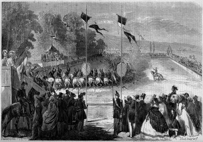 Carrusel militar ejecutado por los estudiantes de Saint Cyr (Saint-Cyr). Morbihan (56), 31 de agosto de 1861. Grabado en “Le Monde Illustré” n°230 del 7 de septiembre de 1861 de French School
