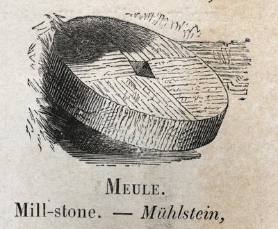 Piedra de molino en “el vocabulario ilustra palabras comunes” por Armand Le-Brun. 1890 de French School