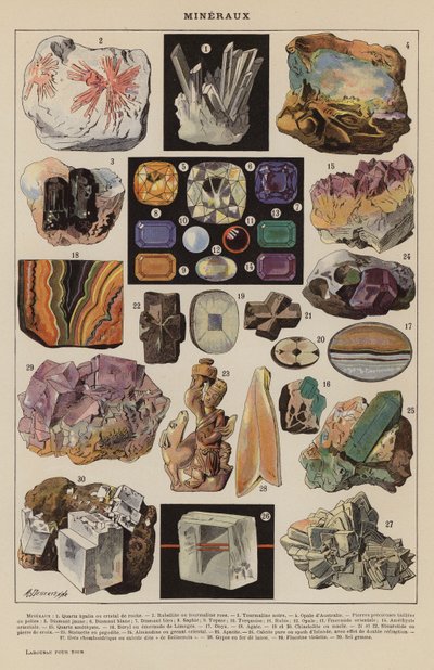 Minerales (litografía en color) de French School