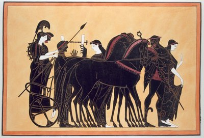 Minerva en un carro de guerra con asistentes, publicado 1808-10 de French School