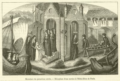 Miniatura del siglo XV, Recepción de una novicia en el Hôtel-Dieu de París de French School