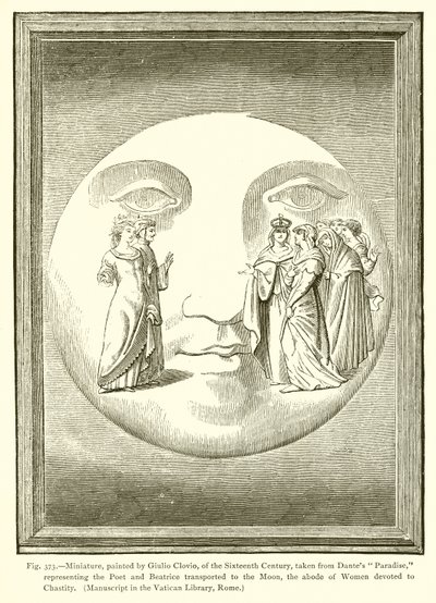Miniatura, pintada por Giulio Clovio, del siglo XVI, tomada del Paraíso de Dante de French School