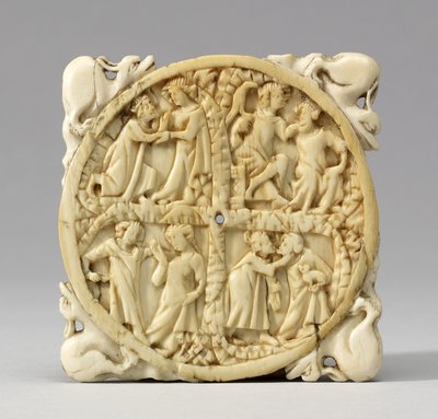 Estuche de espejo con parejas de amantes de French School