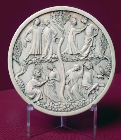 Estuche de espejo que representa escenas cortesanas, c.1320-30 de French School