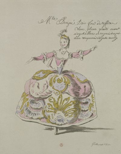 La Srta. Puvigne como Aire, en Zoroastro, un libreto de Cahusac, compuesto por Jean-Philippe Rameau (1683-1764) facsímil de A. Guillaumot Fils, 1749 (grabado en color) de French School