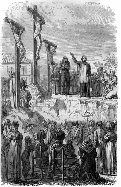 Misiones organizadas por los Jesuitas en Francia en el siglo XIX. Grabado en “Histoire des Papes-Rois-Reinas y Emperadores a través de los siglos” de Maurice Lachatre de French School