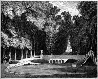 Modelo del ferrocarril construido para el Príncipe Imperial (hijo de Napoleón III), en el Parque de Saint Cloud. de French School