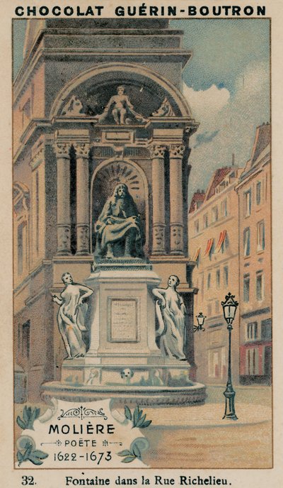 Molière, Poeta, 1622-1673, Fuente en la Calle Richelieu de French School