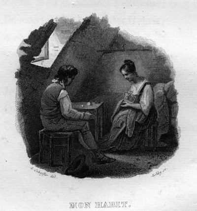 Mon habit Chanson de Béranger en “Oeuvres complètes” (1834) de Pierre Jean de Béranger (1780-1857), poeta y compositor francés. de French School