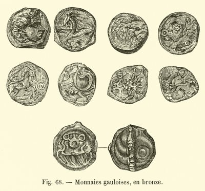 Monedas galas, en bronce (grabado) de French School