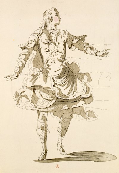 Monsieur Jeliotte como Pigmalión, en Pigmalión, un libreto de Lamotte, compuesto por Jean-Philippe Rameau (1683-1764) 1748 (grabado en color) de French School