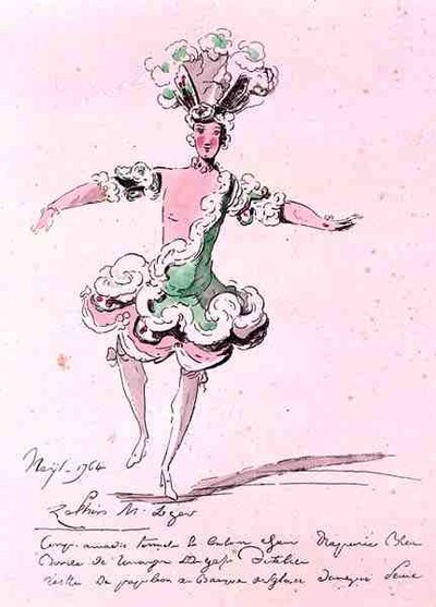 Monsieur Leger como Zephyr, en Nais, un libreto de Cahusac, compuesto por Jean-Philippe Rameau (1683-1764) 1764 (grabado en color) de French School