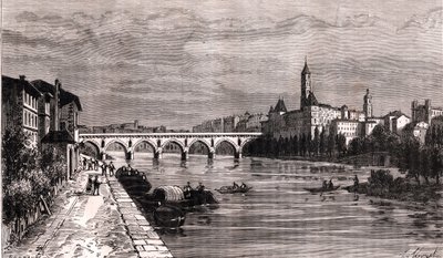 Montauban - Languedoc-Rosellón-Mediodía-Pirineos - grabado en “La France illustree: geographie, histoire, administration statistique” por V.-A. Malt-Brown. 1884 de French School