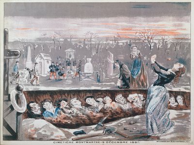 Cementerio de Montmartre, 4 de diciembre de 1851 (litografía en color) de French School