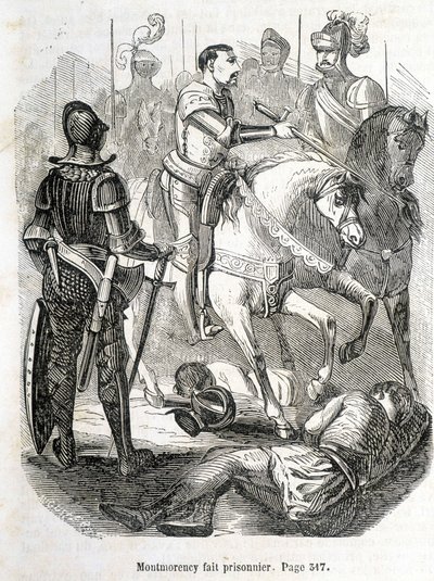 Montmorency hecho prisionero en Pavie (1525) - en “Histoire de France” de L.-P. Anquetil de French School