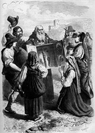 Monstración de reliquias en San Gennaro; Italia de French School