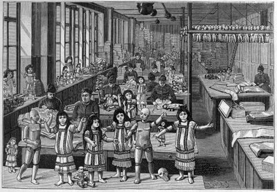 Fábrica de muñecas en Montreuil en 1888 de French School