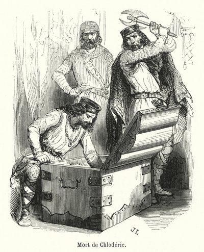 Muerte de Cloderico (grabado) de French School