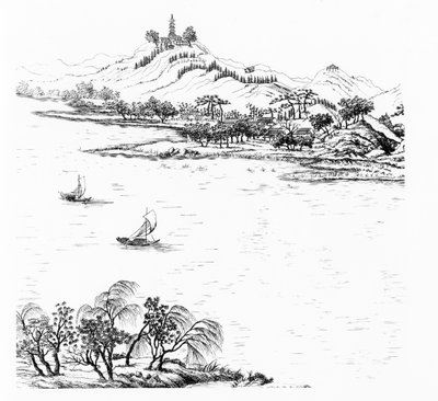 Monte Chang y Lago Chou, de Jardines Anglo-Chinos a la Moda, por George Louis le Rouge, publicado c.1776-88 de French School