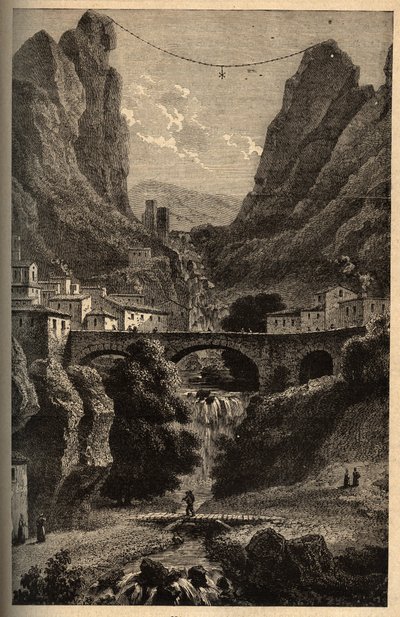 Moustiers-Sainte-Marie (Moustiers Sainte Marie) - Alpes-de-Haute-Provence - grabado en “PATRIE - DESCRIPTION PIQUE DE LA FRANCE EN 6 VOLUES BY LUCIEN HUARD - finales del siglo XIX de French School