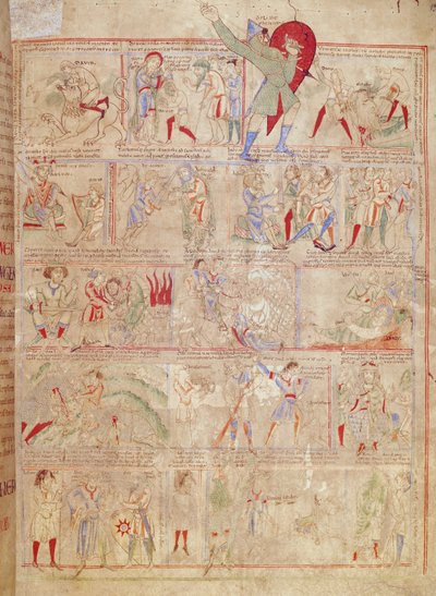 Ms.1215 t.3 fol. 13r Escenas de la vida de David, de la Biblia de Etienne Harding de French School