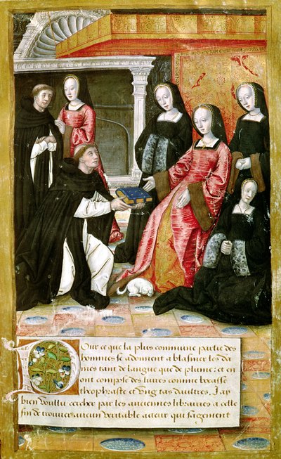 Ms.17 fol.1 El Autor Ofreciendo su Libro a Ana de Bretaña (1477-1514) de Vie des Femmes Celebres, c.1505 de French School