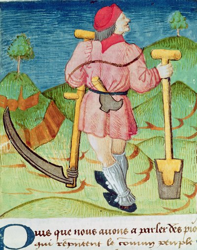Ms.3066 fol.39v El trabajador, de Le Livre des echecs moralises, por Jacques de Cessoles de French School