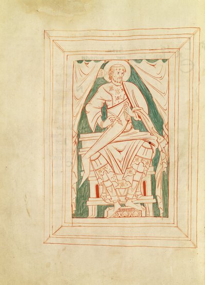 Ms 103 Frontispicio que representa a San Gregorio Magno (540-604) de un libro de sermones de French School