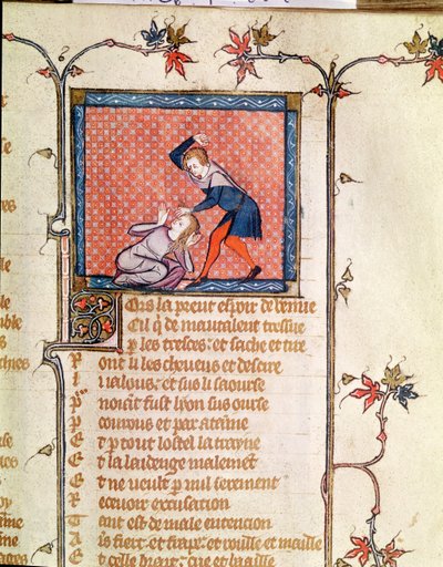 Ms 1126 f.66r La Violencia de los Celos, del Roman de la Rose de French School