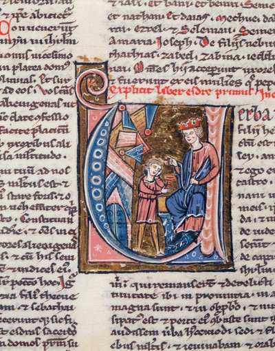 Ms 1185 El Profeta Nehemías, miniatura de una Biblia Latina de French School
