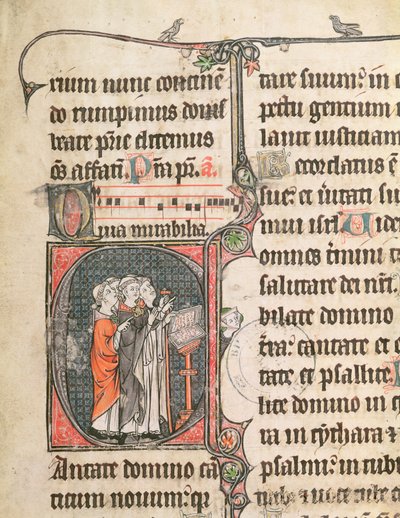 Ms 124 fol.98 Monjes cantando, de un Salterio de French School