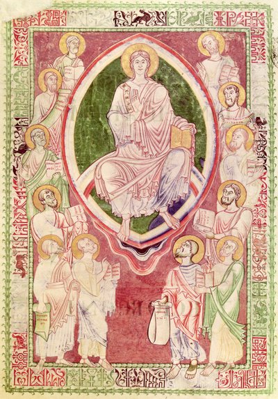 Ms 132 fol.2r Cristo con los doce profetas menores, de Explanatio in Prophetas et Ecclesiasten de San Jerónimo, de la Abadía de Citeaux de French School