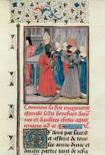 Ms 149 t.3 fol.149 Matrimonio de Marguerite de Constantinopla con Bouchard d