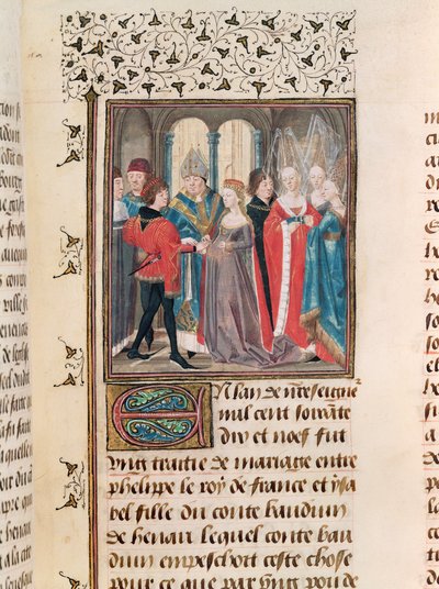 El matrimonio de Felipe Augusto (1165-1223) Rey de Francia e Isabel de Henao, hija del Conde Balduino de French School