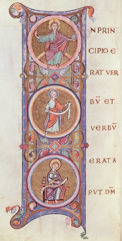 Ms 14 fol.60v Letra historiada I que representa el comienzo del Evangelio de San Juan de French School