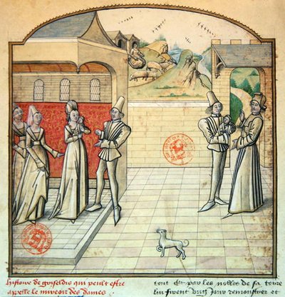 Ms 1560 Griseldis y su esposo el Marqués de Saluces, ilustración de 