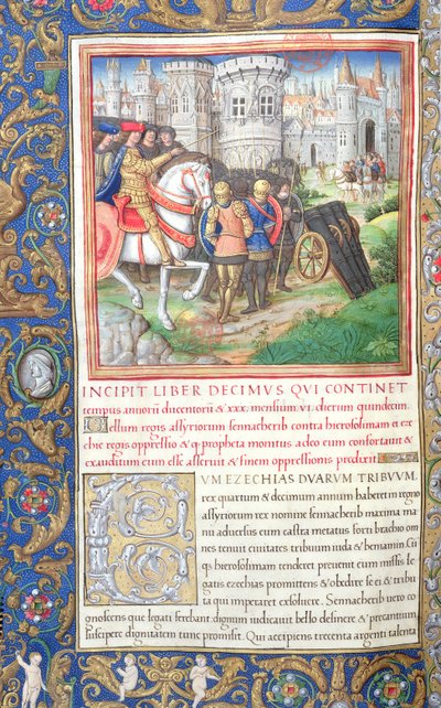 Ilustración del Libro X (Desde el cautiverio de las diez tribus hasta el primer año de Ciro), Capítulo 1 de las Antigüedades de los Judíos (Antiquitates Judaicae) de Flavio Josefo de French School