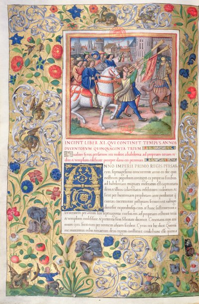 Ilustración del Libro XI (Desde el Primer Año de Ciro hasta la Muerte de Alejandro Magno), Capítulo 1 de las Antigüedades de los Judíos (Antiquitates Judaicae) de Flavio Josefo - Cómo de French School