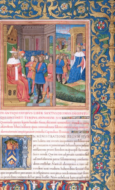 Ilustración del Libro XVI (Desde la Finalización del Templo por Herodes hasta la Muerte de Alejandro y Aristóbulo), Capítulo 1 de las Antigüedades de los Judíos (Antiquitates Judaicae) de Flavio Josefo de French School