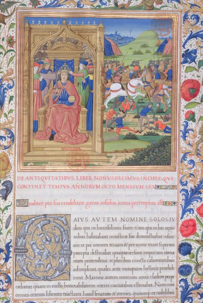 Ilustración del Libro XIX (Desde la Salida de los Judíos de Babilonia hasta Fado el Procurador Romano), Capítulo 1 de las Antigüedades de los Judíos (Antiquitates Judaicae) de Flavio Josefo de French School