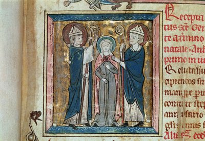 Ms 16261 f.1 Entonización de Santa Genoveva, del Censier de l