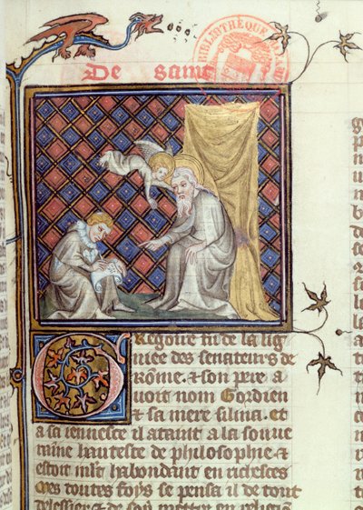 Ms 1729 San Gregorio, de Legenda Sanctorum Aurea por Jacobo de Vorágine, c.1370 de French School