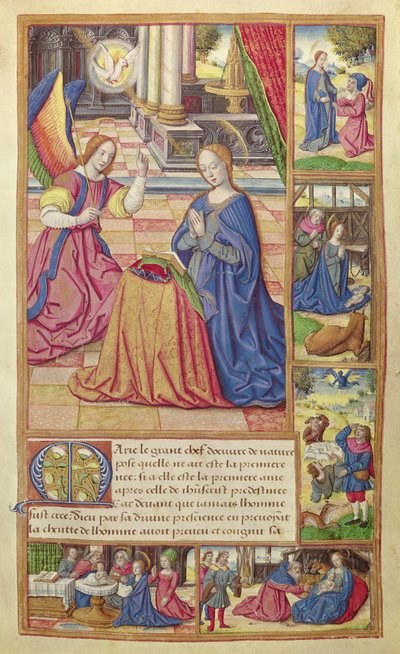 La Anunciación y la infancia de Cristo, de Vie des Femmes Celebres, c.1505 de French School