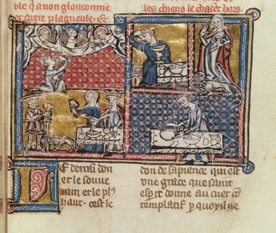 Ms 1895 fol.149 Página de un libro contra los vicios y virtudes franceses de French School