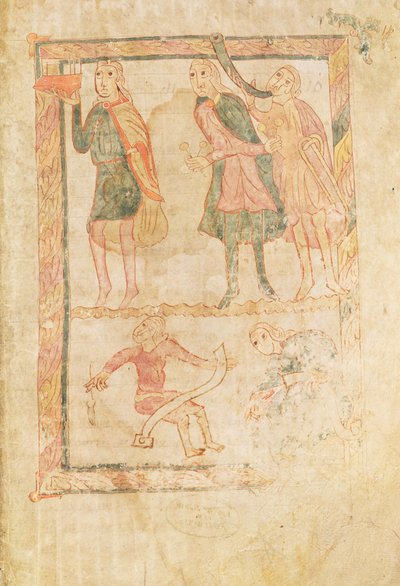 Los acólitos de David, de un salterio de French School
