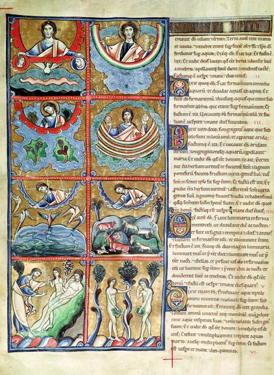 Ms 1 f.4v La Creación del Mundo, de la Biblia de Souvigny de French School