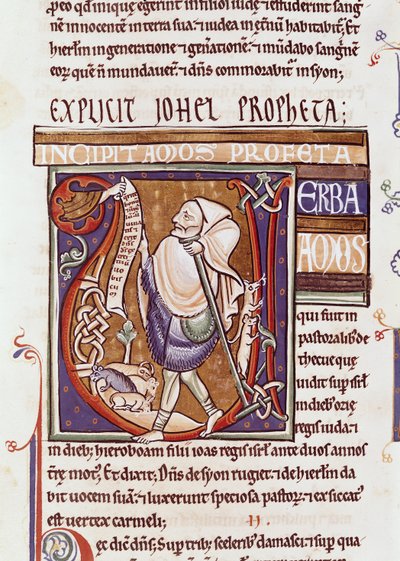 Ms 1 fol.194v Inicial historiada V que representa a Amós, de la Biblia de Souvigny de French School